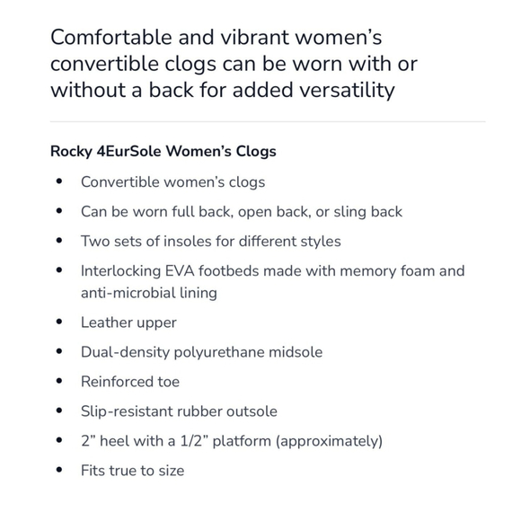 NEW ROCKY 4EUR SOLE Womens In Health Care Medical Size 6-6.5 NEW In Box - Picture 9 of 9